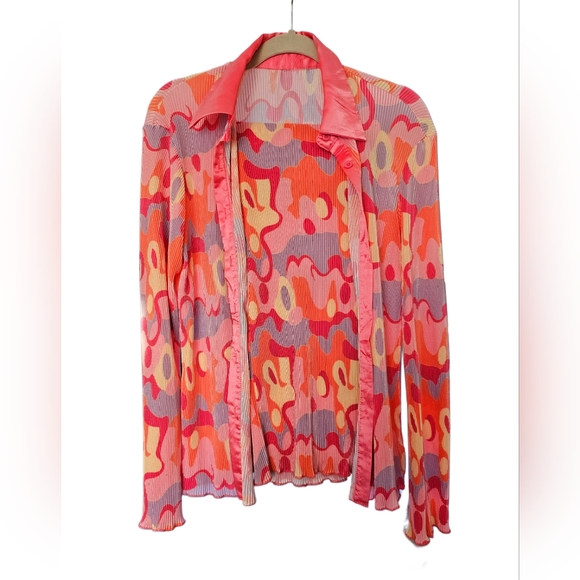 2 Piece Set - Floral Print Oversized Button-Down Shirt with High Waisted Pants - Picture 3 of 7